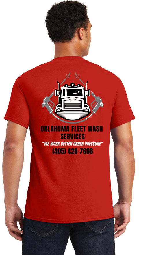 Oklahoma Fleet Wash Services - Left Chest and Full Back - Gildan® - Ultra Cotton® 100% US Cotton T-Shirt.  2000
