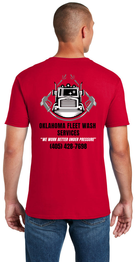Oklahoma Fleet Wash Services - Left Chest and Full Back - Gildan Softstyle® T-Shirt. 64000