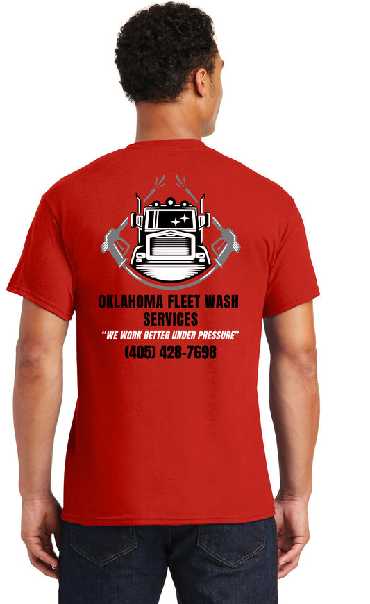 Oklahoma Fleet Wash Services - Left Chest and Full Back - Gildan® DryBlend® 50 Cotton/50 Poly T-Shirt. 8000