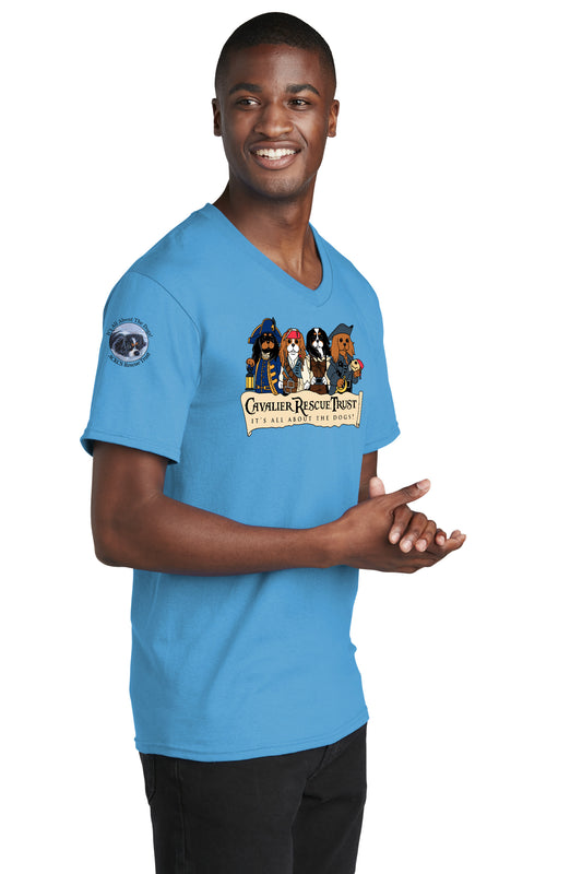 Cavalier Rescue - Port & Company Core Cotton V-Neck Tee. PC54V
