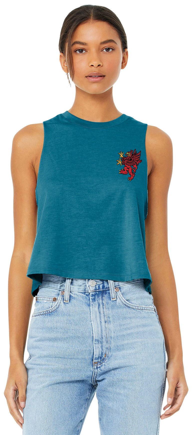 Red Griffin - BELLA+CANVAS Women's Racerback Cropped Tank. BC6682