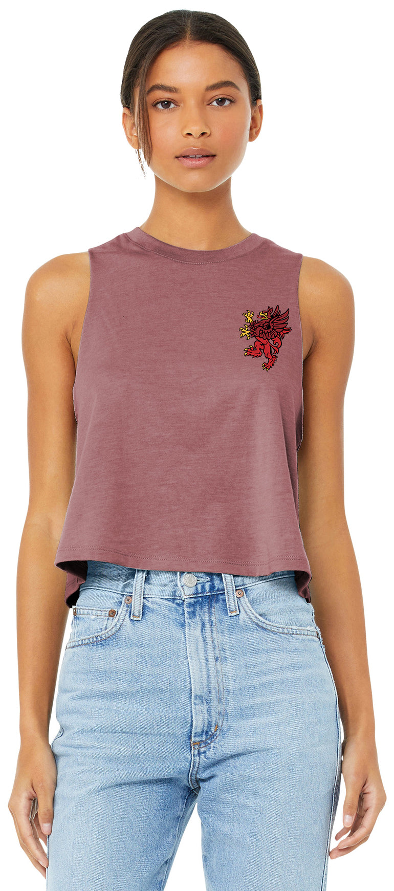 Red Griffin - BELLA+CANVAS Women's Racerback Cropped Tank. BC6682