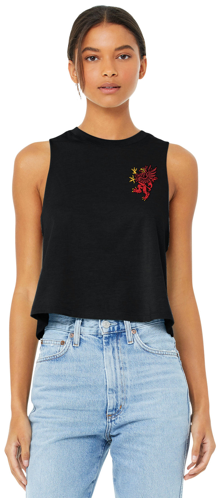Red Griffin - BELLA+CANVAS Women's Racerback Cropped Tank. BC6682