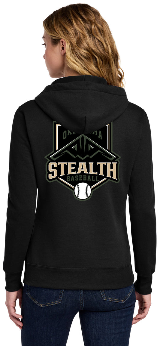 Stealth Baseball - Bat and Diamond - Port & Co Women's Core Fleece Pullover Hooded Sweatshirt LPC78H