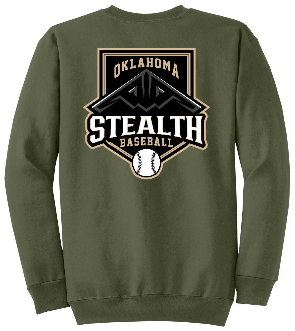 Stealth Baseball - Bat and Diamond - Port & Co Core Fleece Crewneck Sweatshirt. PC78