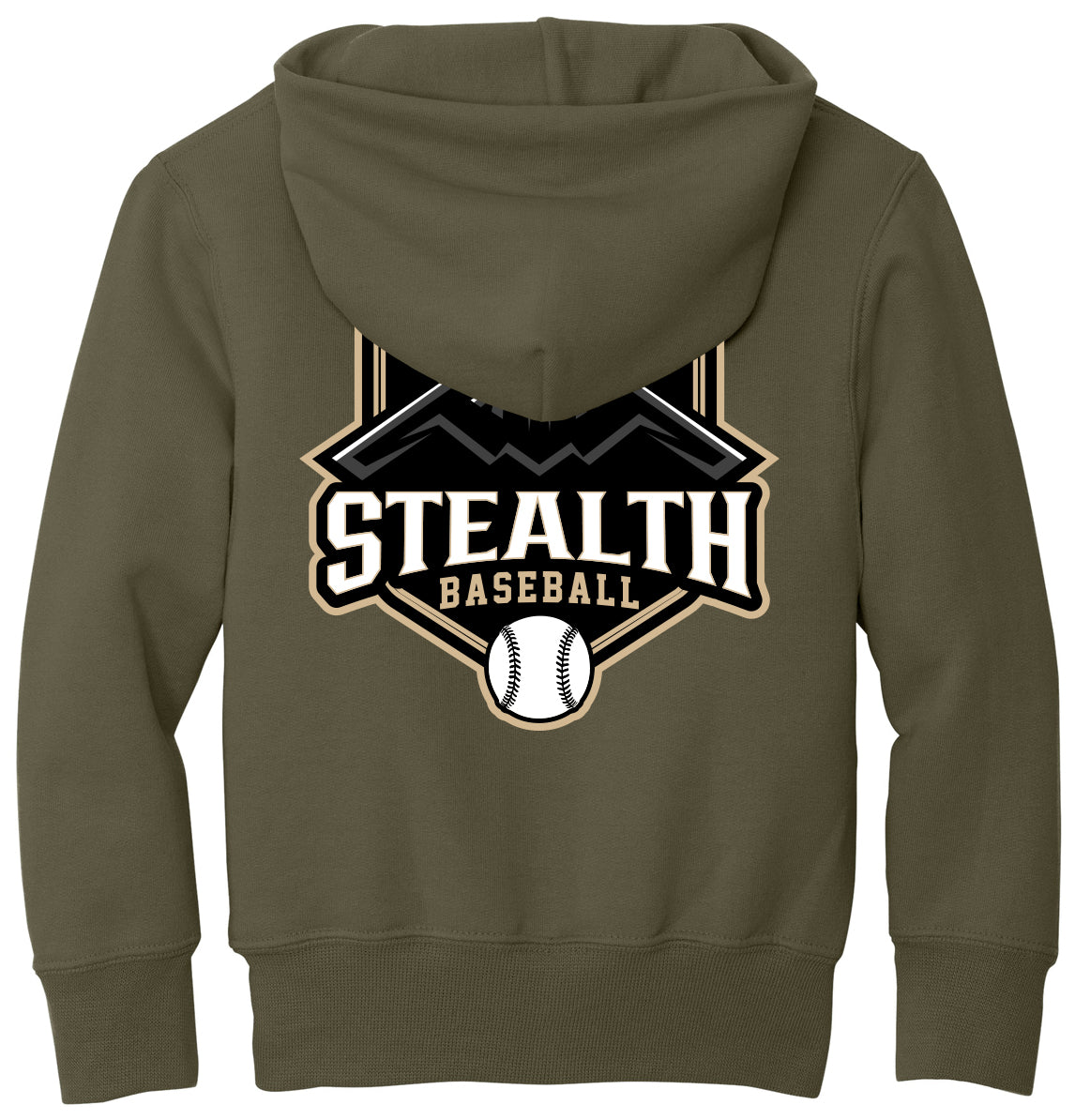 Stealth Baseball - Bat and Diamond - Port & Co Youth Core Fleece Pullover Hooded Sweatshirt. PC90YH