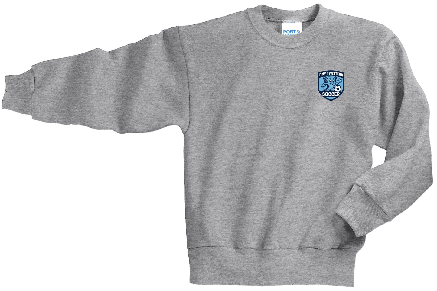 Tiny Twisters Soccer - Logo - Port & Company® Youth Core Fleece Crewneck Sweatshirt. PC90Y
