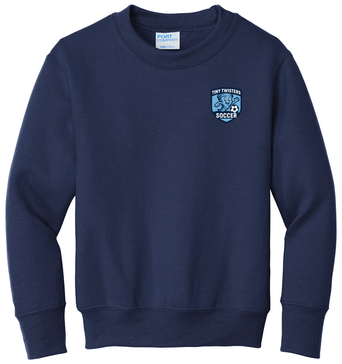 Tiny Twisters Soccer - Logo - Port & Company® Youth Core Fleece Crewneck Sweatshirt. PC90Y