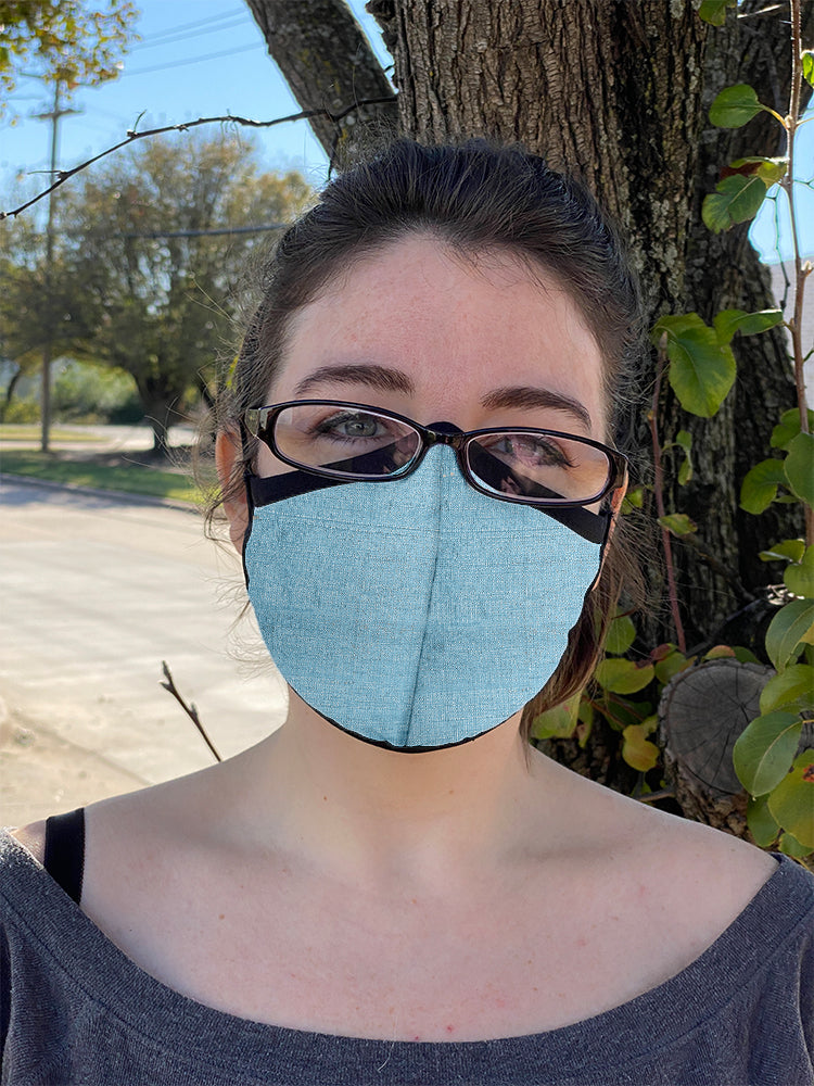 Four Layer Fully Wired Protective Cloth Face Mask - Made in USA - Antique Blue Silk, Adult