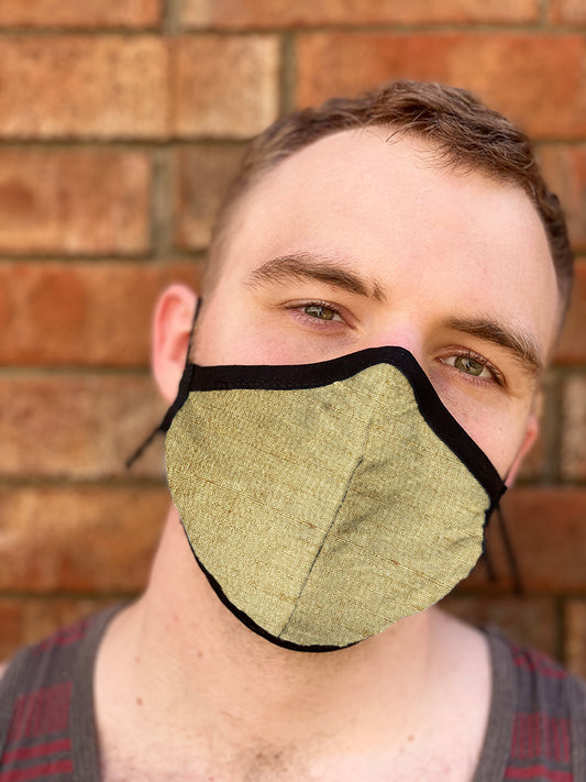 Four Layer Fully Wired Protective Cloth Face Mask - Made in USA - Aztec Gold Silk, Adult