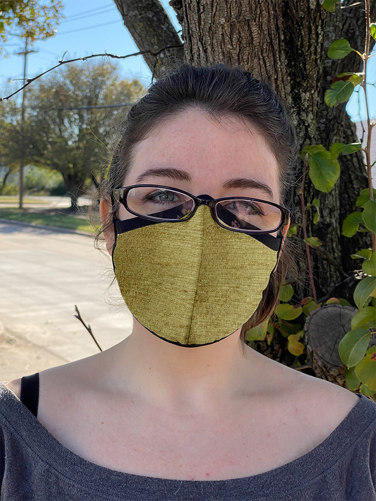 Four Layer Fully Wired Protective Cloth Face Mask - Made in USA - Aztec Gold Silk, Adult