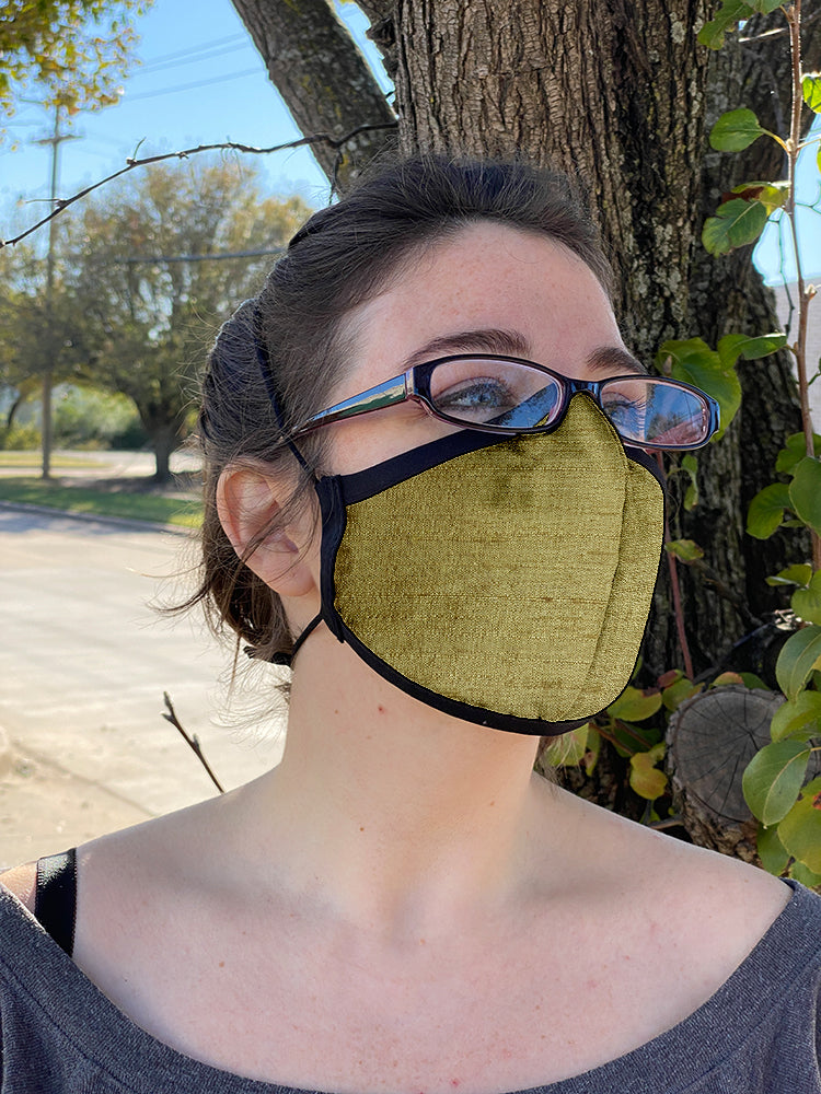 Four Layer Fully Wired Protective Cloth Face Mask - Made in USA - Aztec Gold Silk, Adult