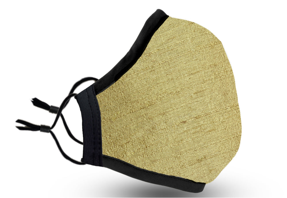 Four Layer Fully Wired Protective Cloth Face Mask - Made in USA - Aztec Gold Silk, Adult