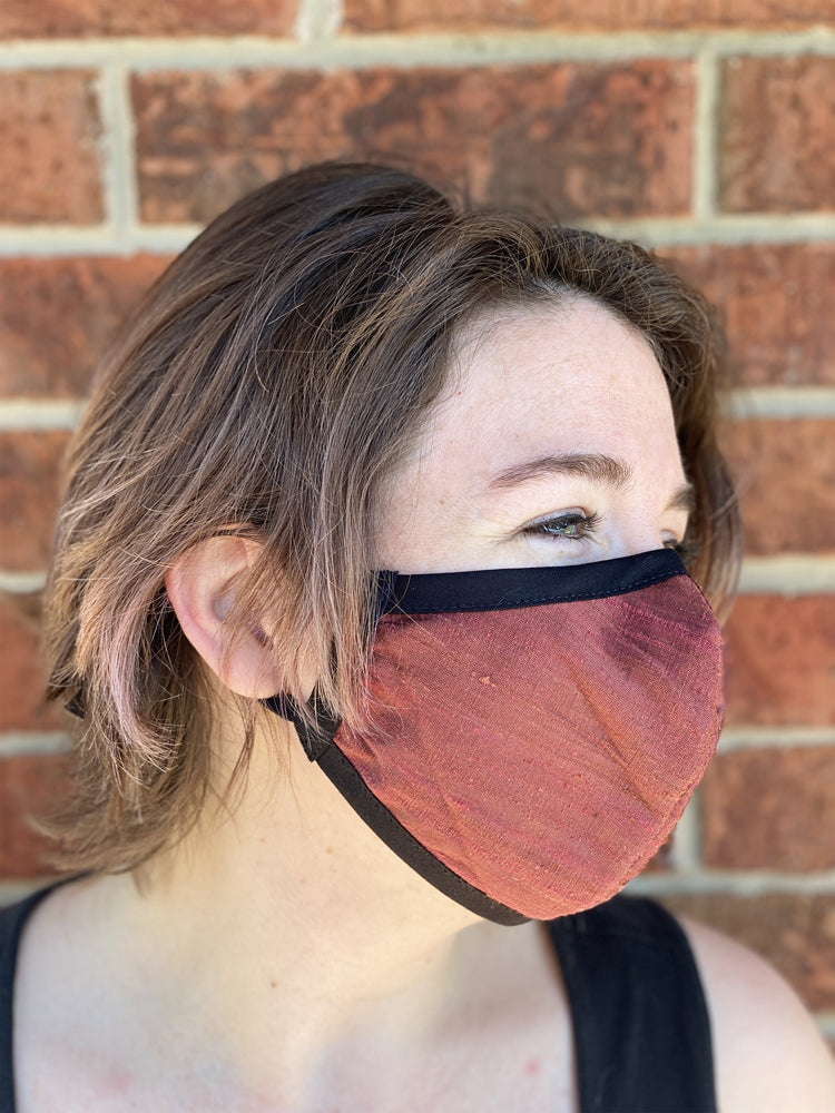 Four Layer Fully Wired Protective Cloth Face Mask - Made in USA - Burgundy Silk, Adult