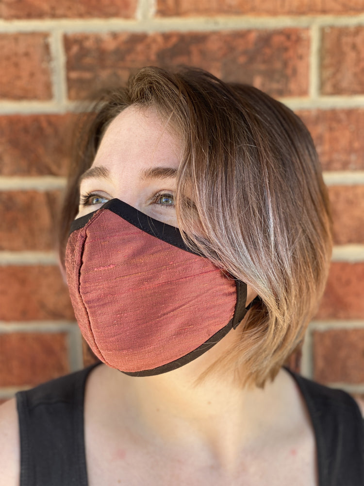 Four Layer Fully Wired Protective Cloth Face Mask - Made in USA - Burgundy Silk, Adult