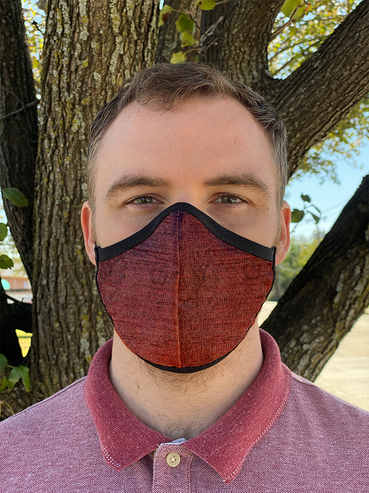 Four Layer Fully Wired Protective Cloth Face Mask - Made in USA - Burgundy Silk, Adult