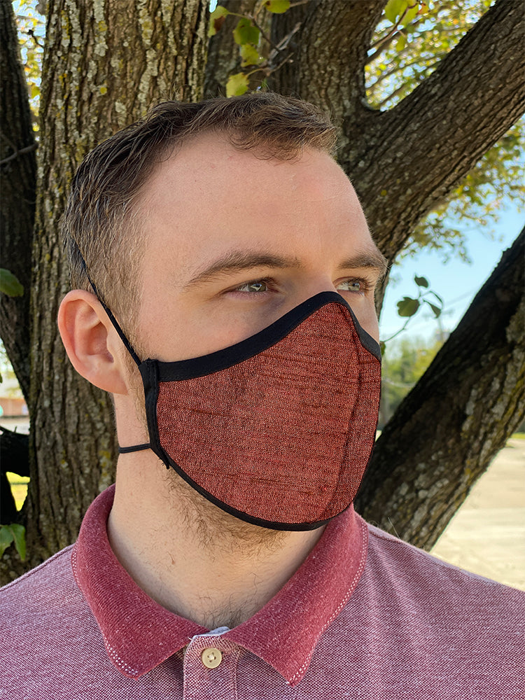 Four Layer Fully Wired Protective Cloth Face Mask - Made in USA - Burgundy Silk, Adult