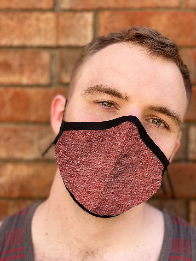 Four Layer Fully Wired Protective Cloth Face Mask - Made in USA - Burgundy Silk, Adult