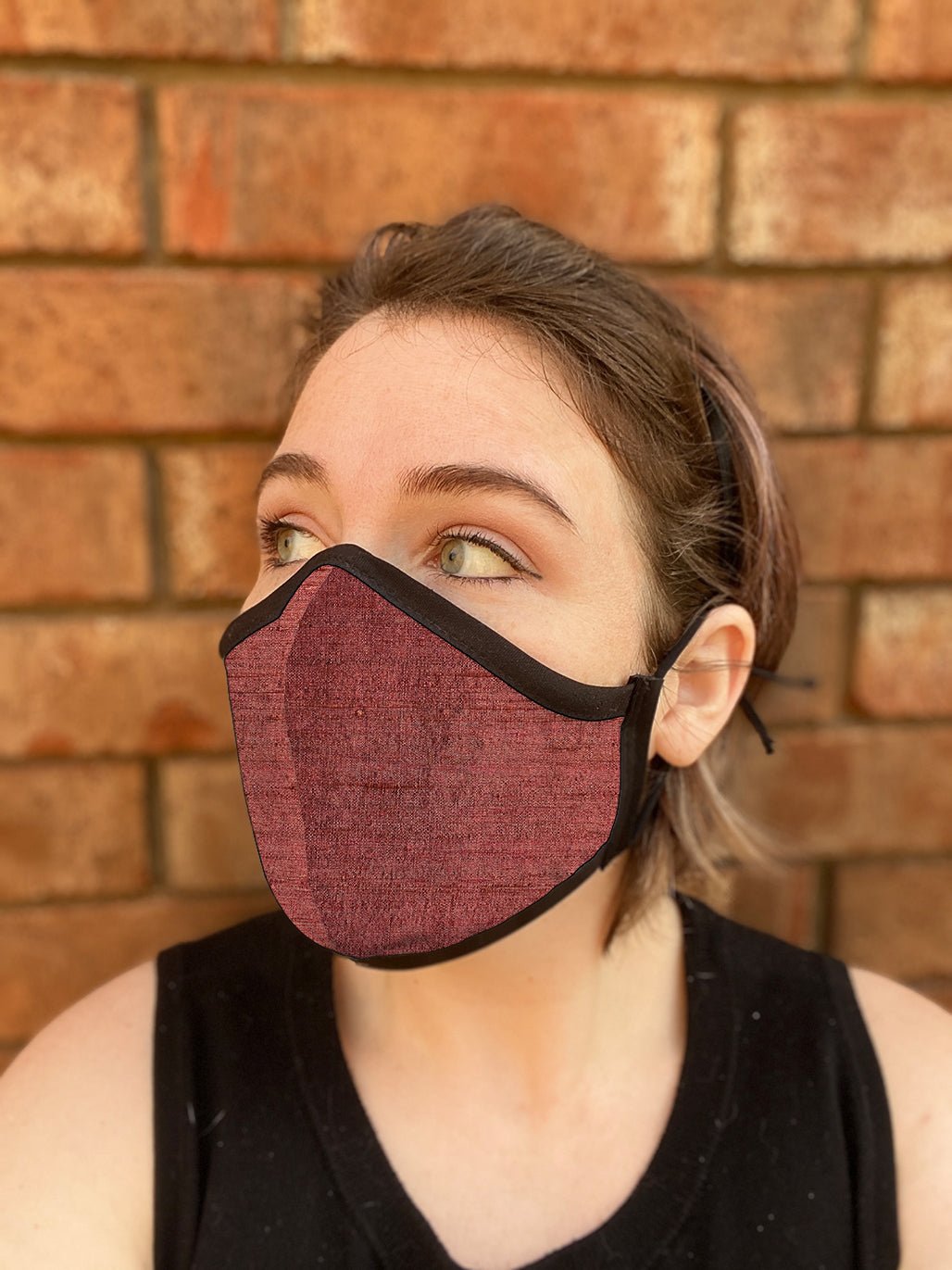Four Layer Fully Wired Protective Cloth Face Mask - Made in USA - Burgundy Silk, Adult