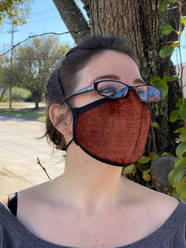 Four Layer Fully Wired Protective Cloth Face Mask - Made in USA - Burgundy Silk, Adult