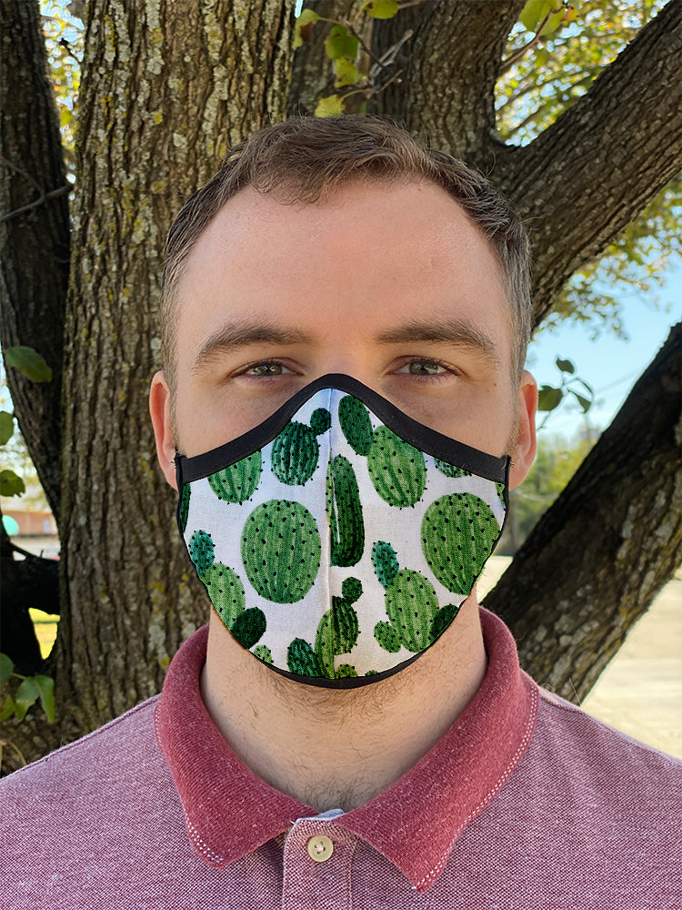 Four Layer Fully Wired Protective Cloth Face Mask - Made in USA - Cactus, Adult