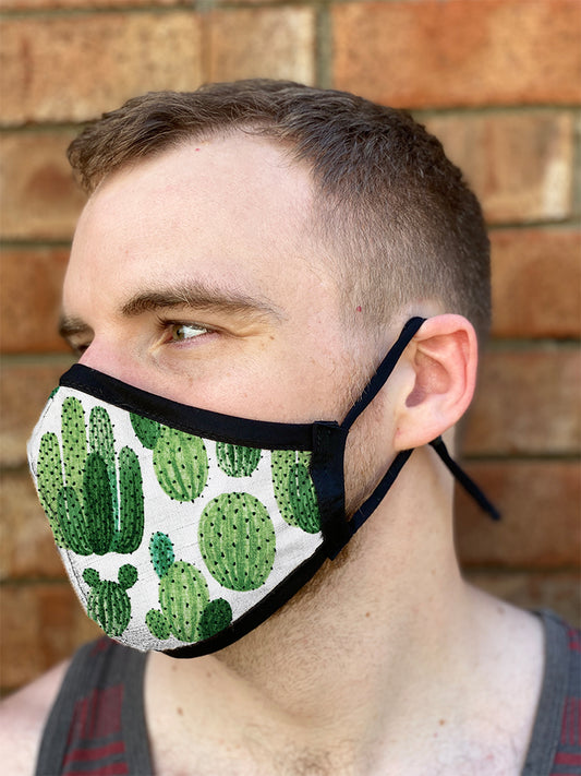 Four Layer Fully Wired Protective Cloth Face Mask - Made in USA - Cactus, Adult