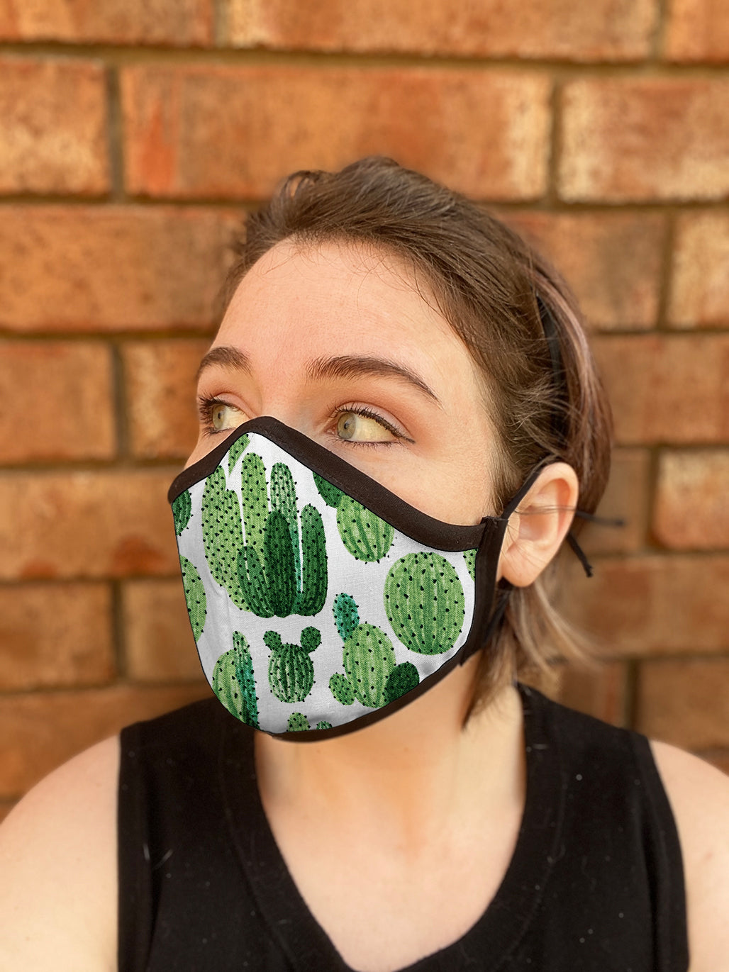 Four Layer Fully Wired Protective Cloth Face Mask - Made in USA - Cactus, Adult