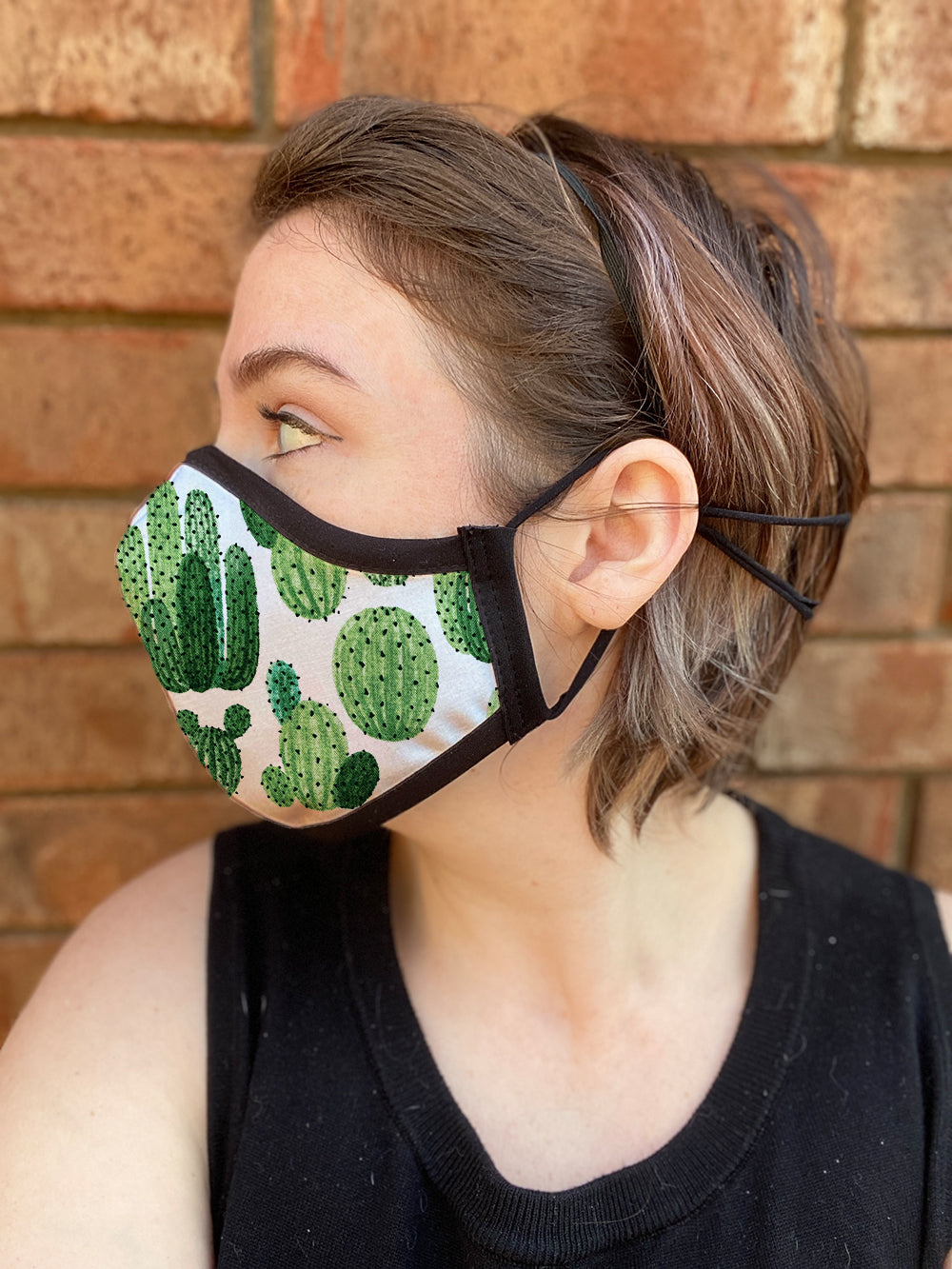 Four Layer Fully Wired Protective Cloth Face Mask - Made in USA - Cactus, Adult