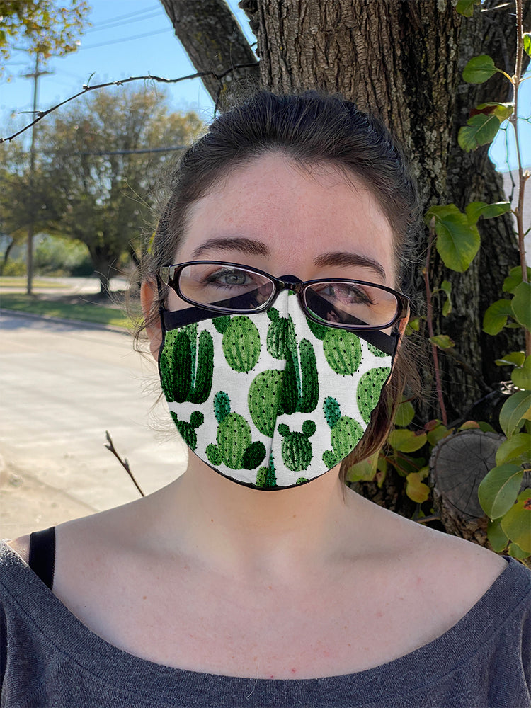 Four Layer Fully Wired Protective Cloth Face Mask - Made in USA - Cactus, Adult