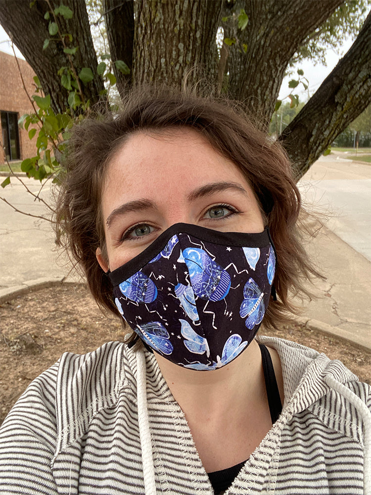 Four Layer Fully Wired Protective Cloth Face Mask - Made in USA - Celestial Insects, Adult