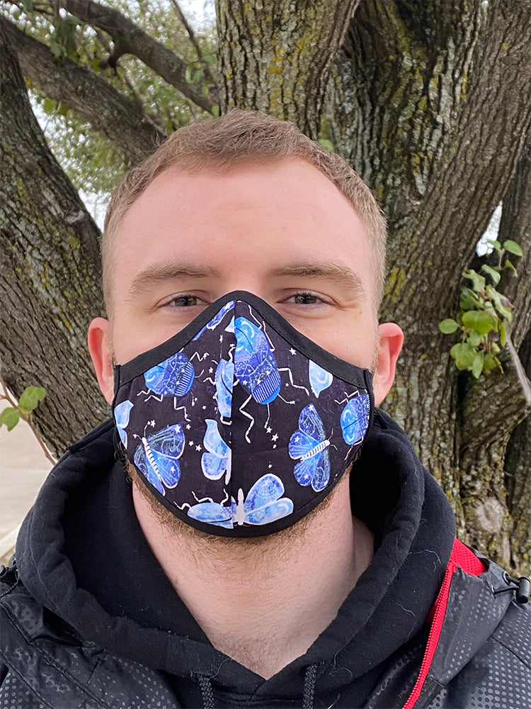 Four Layer Fully Wired Protective Cloth Face Mask - Made in USA - Celestial Insects, Adult