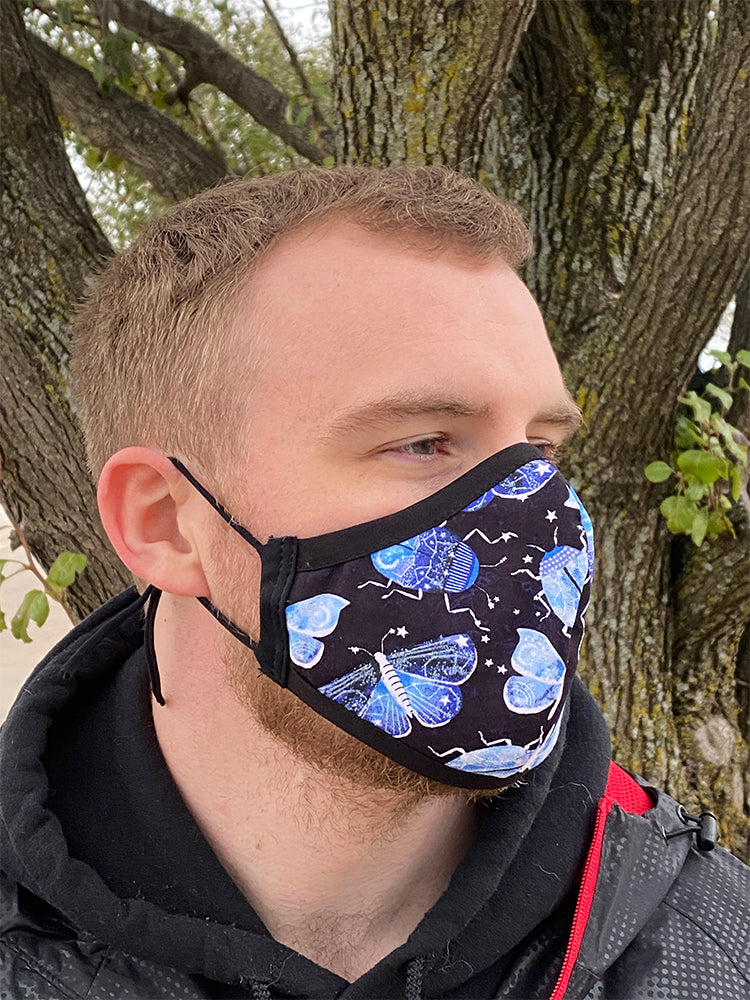 Four Layer Fully Wired Protective Cloth Face Mask - Made in USA - Celestial Insects, Adult