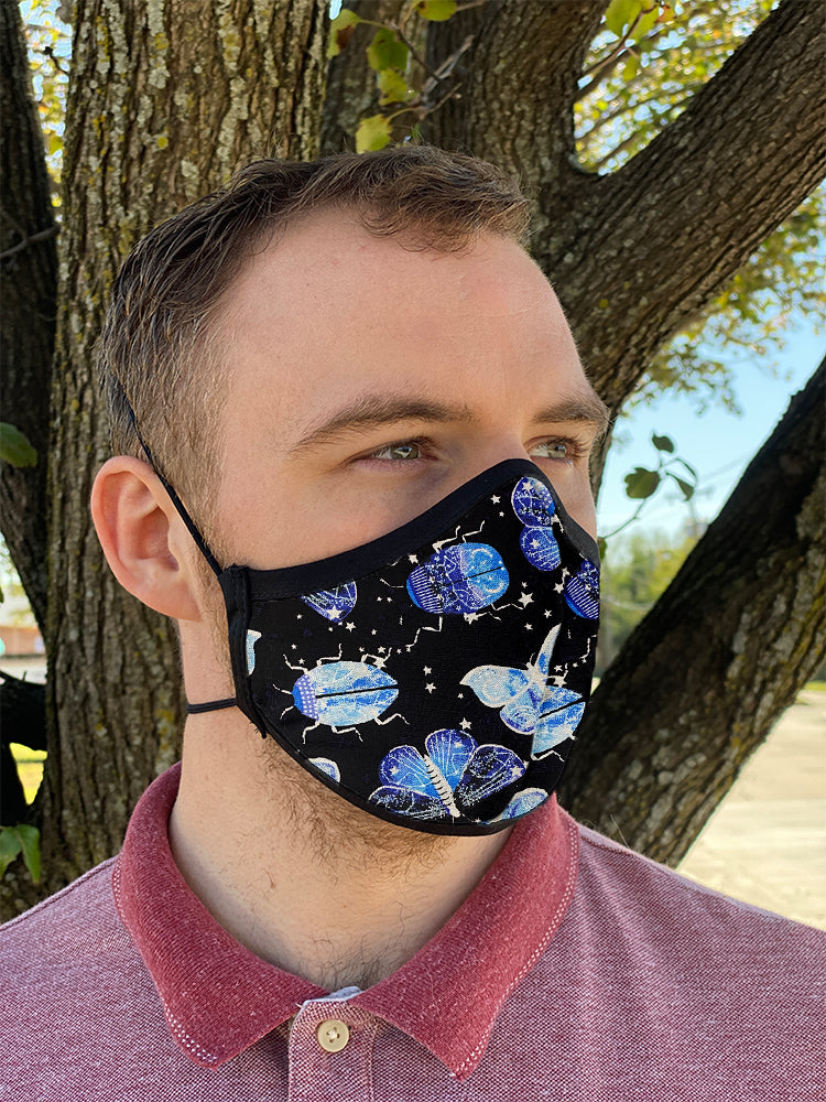 Four Layer Fully Wired Protective Cloth Face Mask - Made in USA - Celestial Insects, Adult