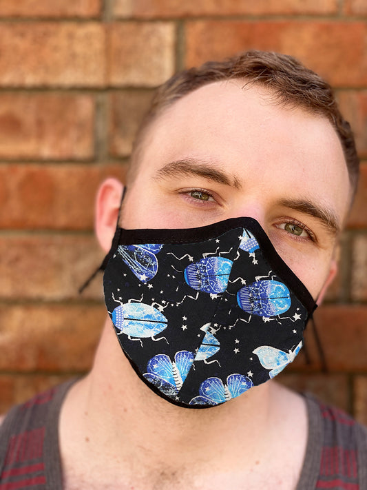 Four Layer Fully Wired Protective Cloth Face Mask - Made in USA - Celestial Insects, Adult