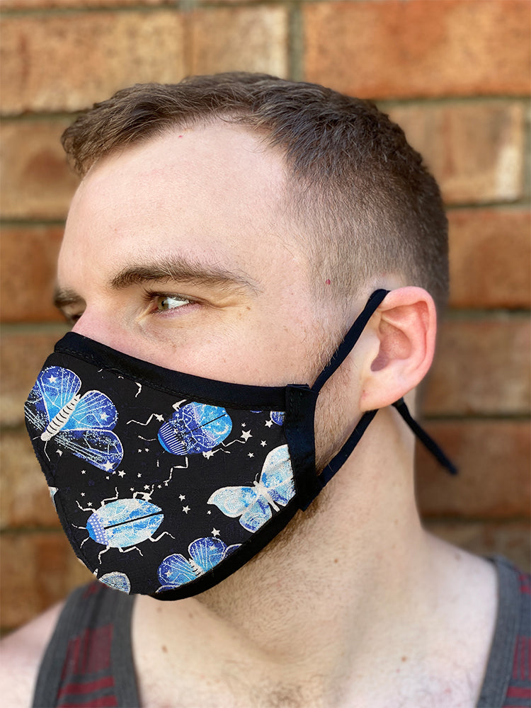 Four Layer Fully Wired Protective Cloth Face Mask - Made in USA - Celestial Insects, Adult