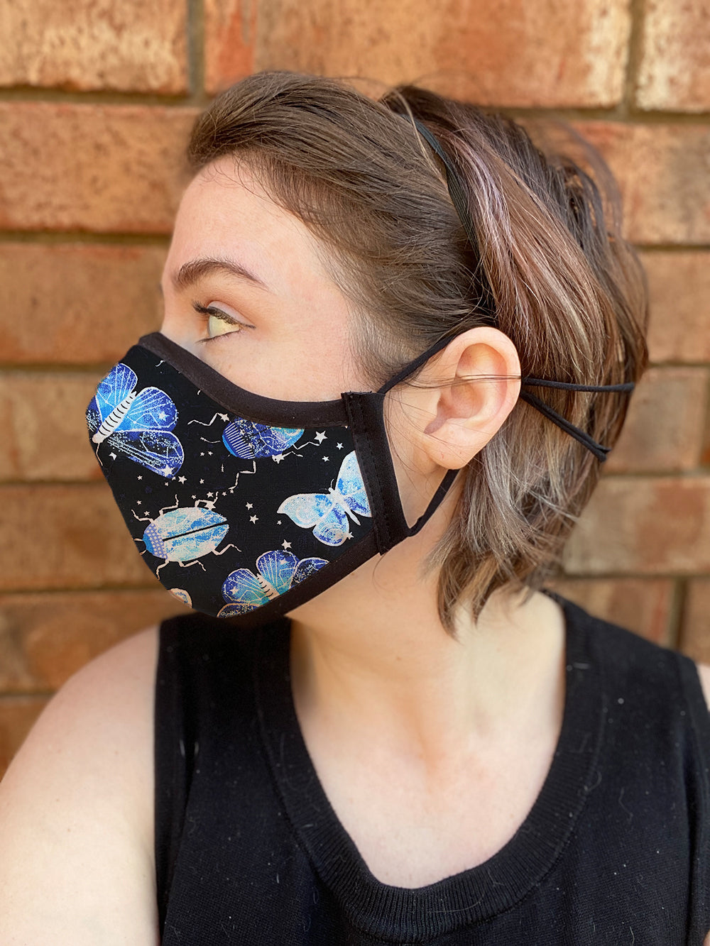 Four Layer Fully Wired Protective Cloth Face Mask - Made in USA - Celestial Insects, Adult