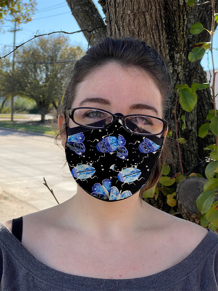 Four Layer Fully Wired Protective Cloth Face Mask - Made in USA - Celestial Insects, Adult