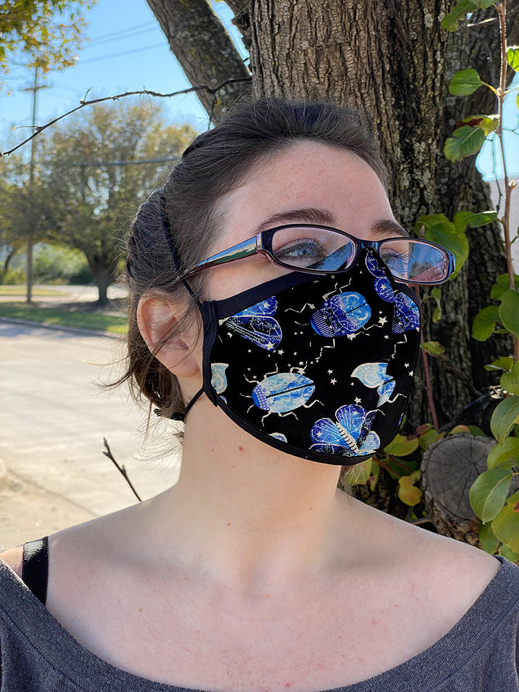 Four Layer Fully Wired Protective Cloth Face Mask - Made in USA - Celestial Insects, Adult