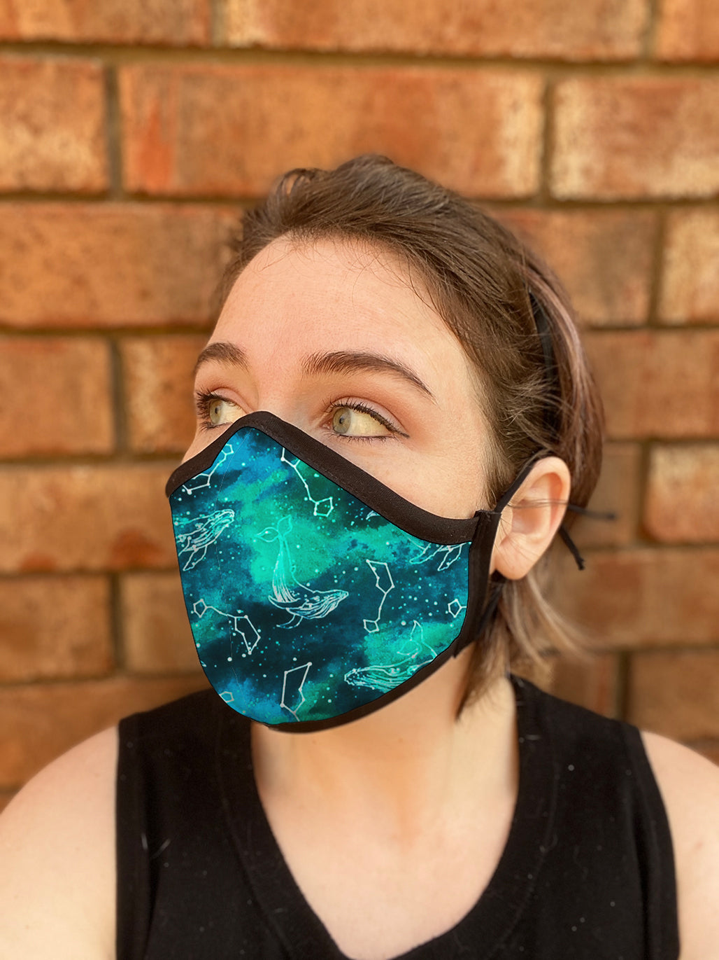 Four Layer Fully Wired Protective Cloth Face Mask - Made in USA - Celestial Whale, Adult