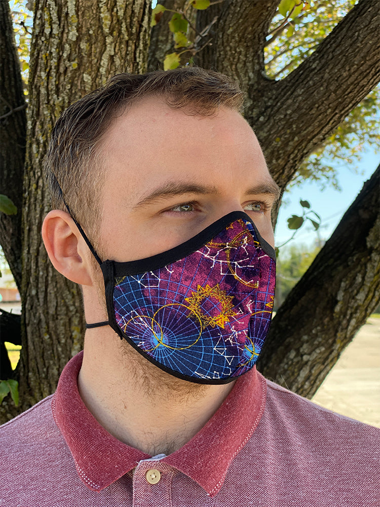 Four Layer Fully Wired Protective Cloth Face Mask - Made in USA - Celestial, Adult
