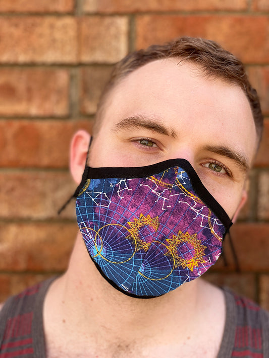 Four Layer Fully Wired Protective Cloth Face Mask - Made in USA - Celestial, Adult