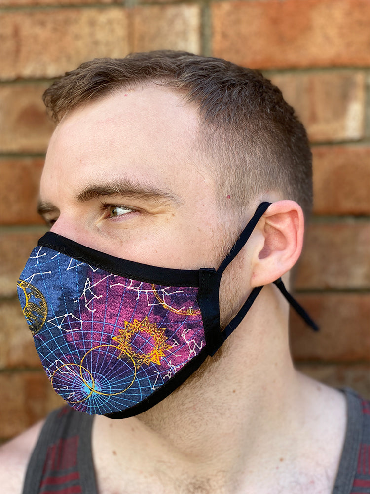 Four Layer Fully Wired Protective Cloth Face Mask - Made in USA - Celestial, Adult