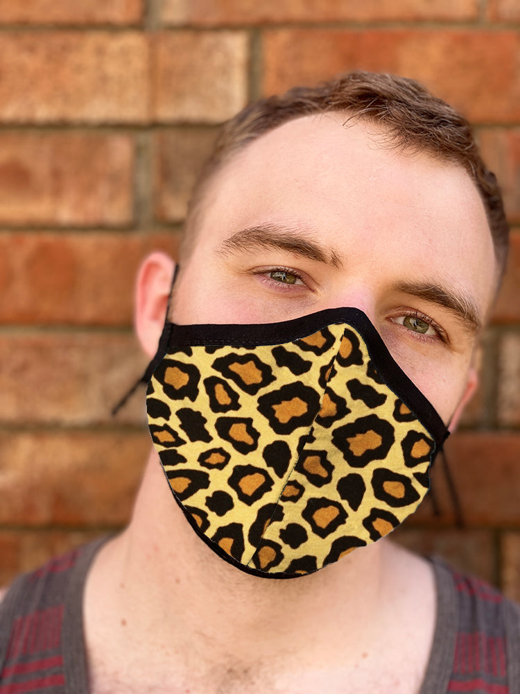 Four Layer Fully Wired Protective Cloth Face Mask - Made in USA - Cheetah, Adult