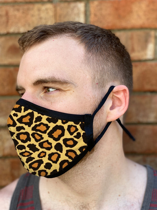 Four Layer Fully Wired Protective Cloth Face Mask - Made in USA - Cheetah, Adult