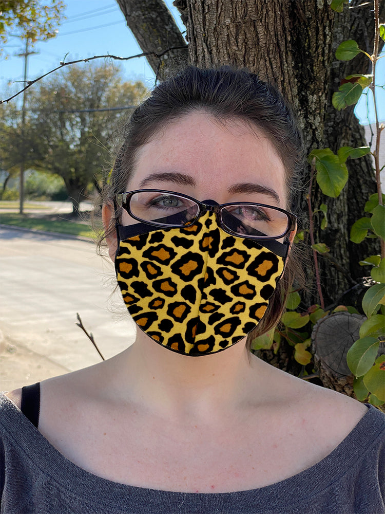 Four Layer Fully Wired Protective Cloth Face Mask - Made in USA - Cheetah, Adult