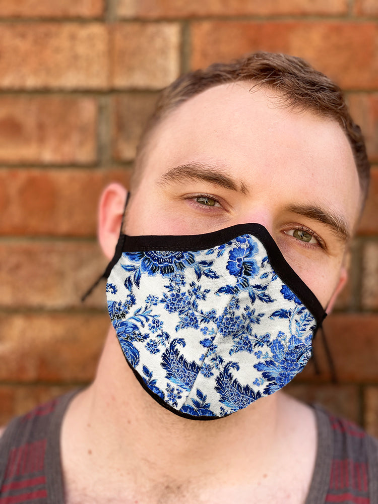 Four Layer Fully Wired Protective Cloth Face Mask - Made in USA - China Flowers, Adult