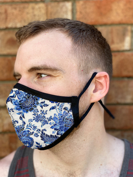 Four Layer Fully Wired Protective Cloth Face Mask - Made in USA - China Flowers, Adult