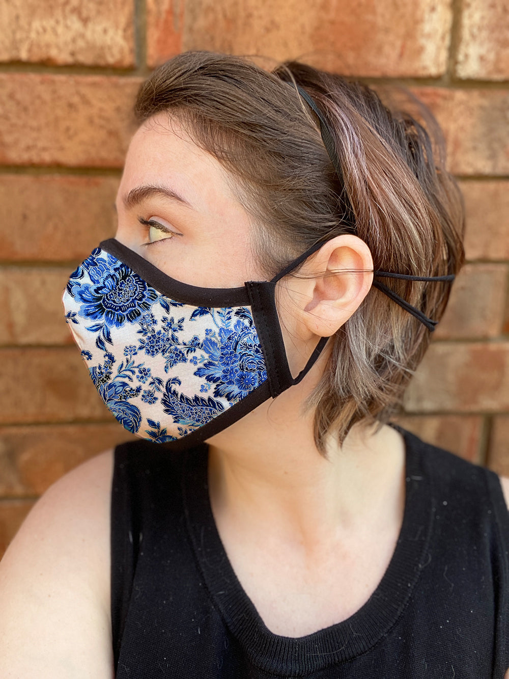 Four Layer Fully Wired Protective Cloth Face Mask - Made in USA - China Flowers, Adult