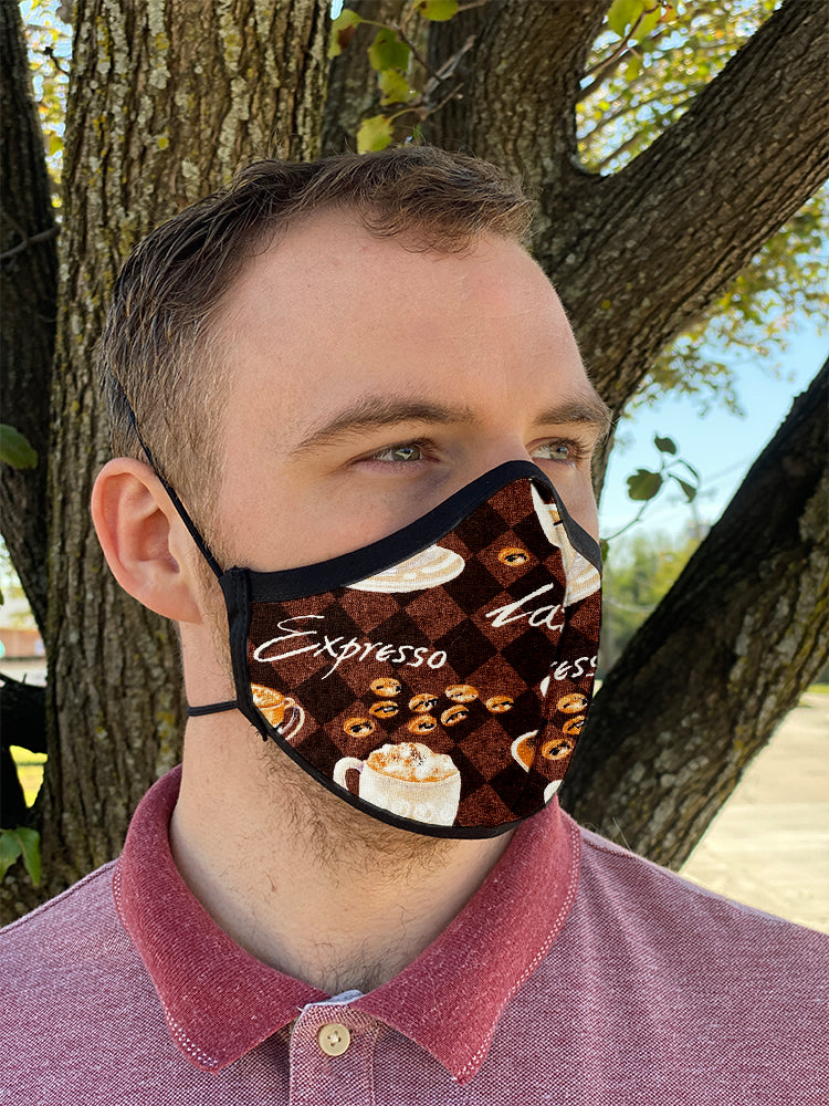 Four Layer Fully Wired Protective Cloth Face Mask - Made in USA - Coffee, Adult
