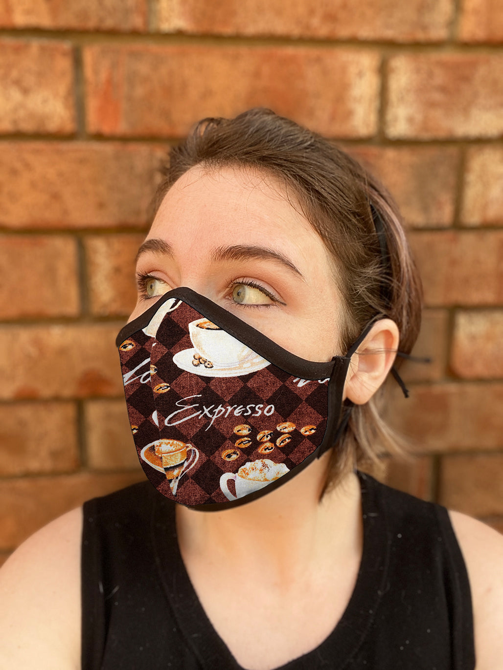 Four Layer Fully Wired Protective Cloth Face Mask - Made in USA - Coffee, Adult